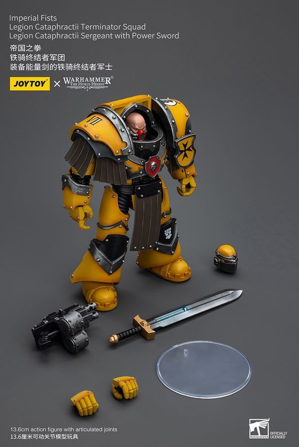 Фигурка из игры Warhammer 40k, Имперские Кулаки Сержант Легиона Катафрактии с силовым мечом, JOYTOY, подвижная, 13,6 см (WHR 0074)