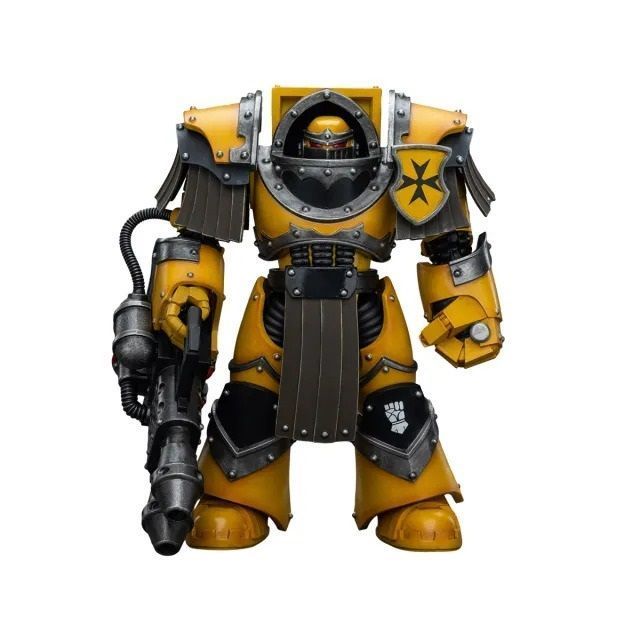 Фигурка из игры Warhammer 40k, Имперские Кулаки Сержант Легиона Катафрактии с тяжелым огнеметом, JOYTOY, подвижная, 13,6 см (WHR 0075)