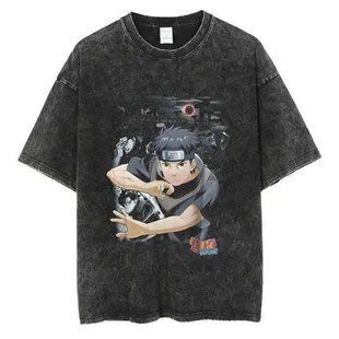 Футболка оверсайз с принтом из аниме Наруто, универсальная, хлопок Washed Cotton, размер XXXL (FNAR 0028G-XXXL)
