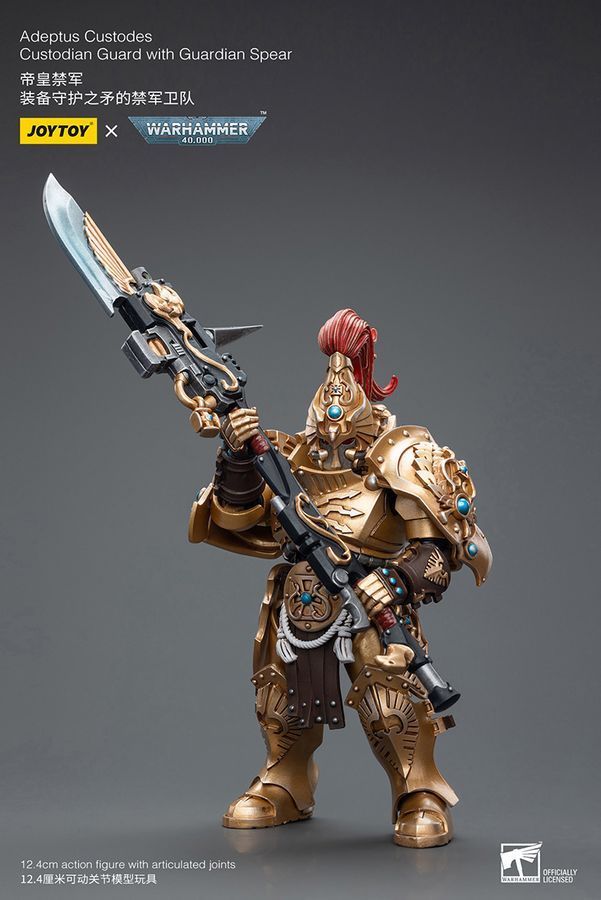 Фигурка из игры Warhammer 40k, Страж-хранитель Адептус Кустодес с копьем стража, JOYTOY, подвижная, 12,4 см (WHR 0036)