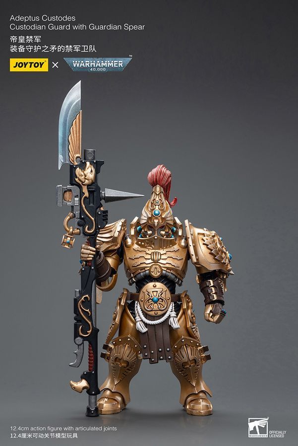 Фигурка из игры Warhammer 40k, Страж-хранитель Адептус Кустодес с копьем стража, JOYTOY, подвижная, 12,4 см (WHR 0036)