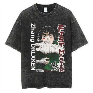 Футболка оверсайз с принтом из аниме Наруто, универсальная, хлопок Washed Cotton, размер S (FNAR 0029G-S)