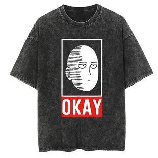 Футболка оверсайз з принтом з аніме ВанПанчМен, універсальна, бавовна Washed Cotton, розмір S (FOPM 0010G-S)