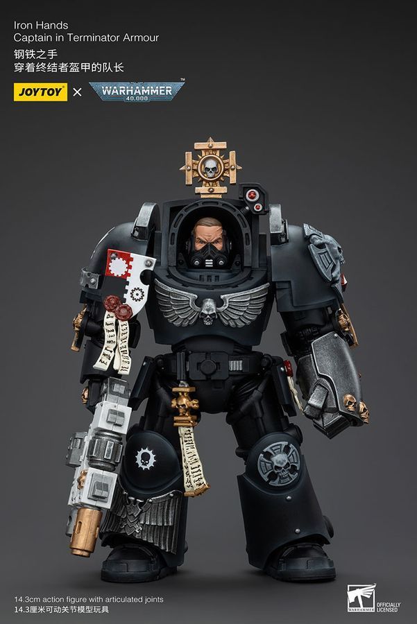 Фігурка з гри Warhammer 40k, Залізні руки Капітан в обладунках термінатора, JOYTOY, рухома, 14,3 см (WHR 0127)