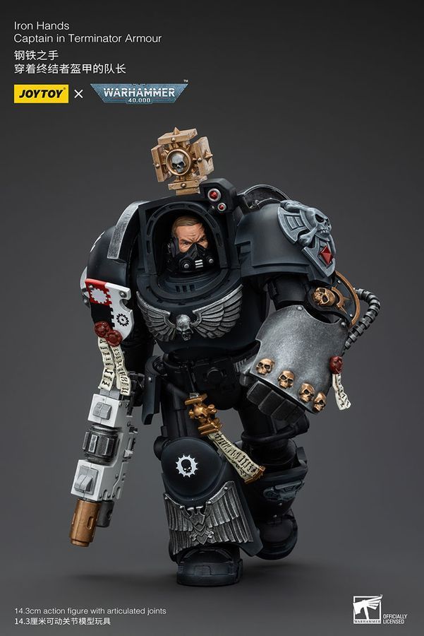 Фігурка з гри Warhammer 40k, Залізні руки Капітан в обладунках термінатора, JOYTOY, рухома, 14,3 см (WHR 0127)