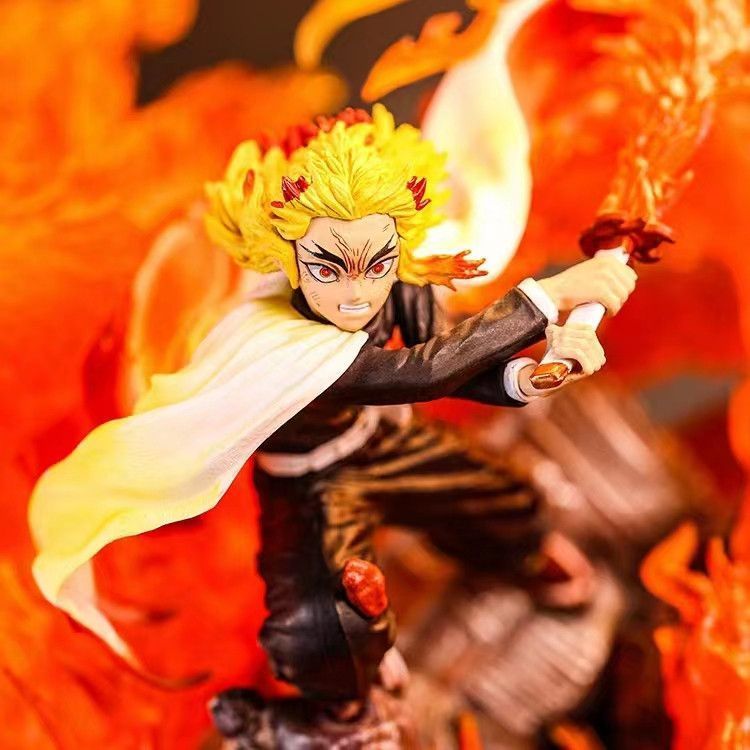 Аніме фігурка Клинок розсікаючий демонів Demon Slayer Rengoku Kyoujurou Ренгоку Кьодзюро, з підсвічуванням, 27 см (BDD 0099)