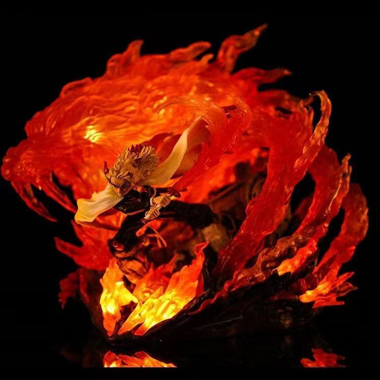 Аніме фігурка Клинок розсікаючий демонів Demon Slayer Rengoku Kyoujurou Ренгоку Кьодзюро, з підсвічуванням, 27 см (BDD 0099)