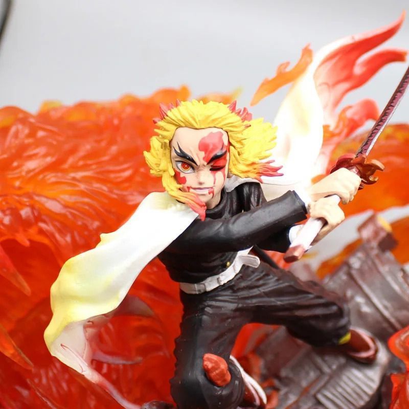 Аніме фігурка Клинок розсікаючий демонів Demon Slayer Rengoku Kyoujurou Ренгоку Кьодзюро, з підсвічуванням, 27 см (BDD 0099)