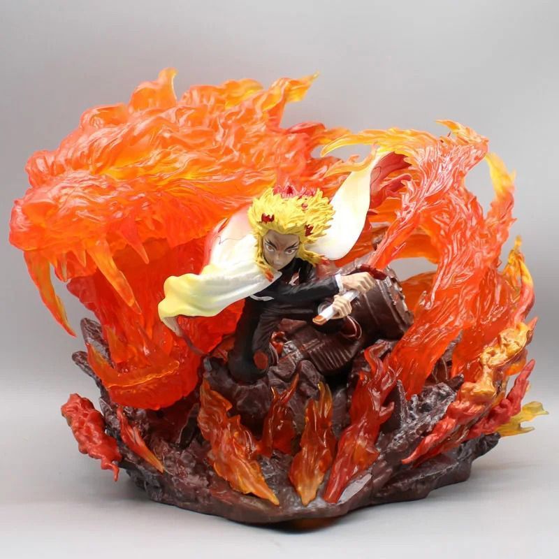 Аніме фігурка Клинок розсікаючий демонів Demon Slayer Rengoku Kyoujurou Ренгоку Кьодзюро, з підсвічуванням, 27 см (BDD 0099)