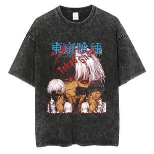 Футболка оверсайз с принтом из аниме Токийский Гуль, универсальная, хлопок Washed Cotton, размер XXXL (FTG 0004G-XXXL)