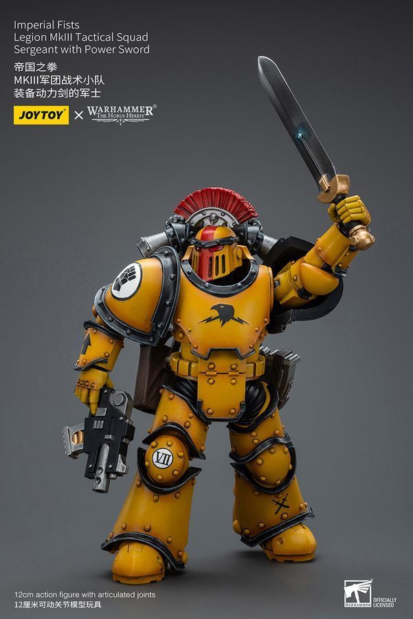 Фигурка из игры Warhammer 40k, Имперские Кулаки, Сержант с силовым мечом, JOYTOY, подвижная, 12 см (WHR 0078)