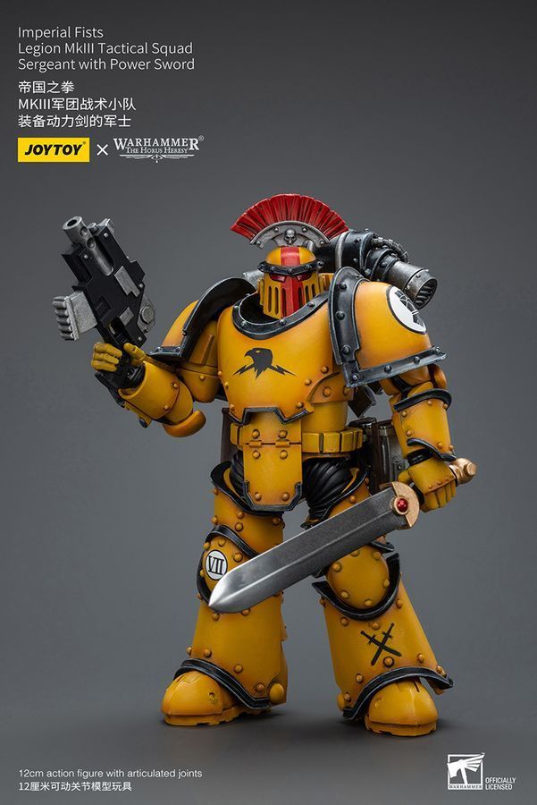 Фигурка из игры Warhammer 40k, Имперские Кулаки, Сержант с силовым мечом, JOYTOY, подвижная, 12 см (WHR 0078)