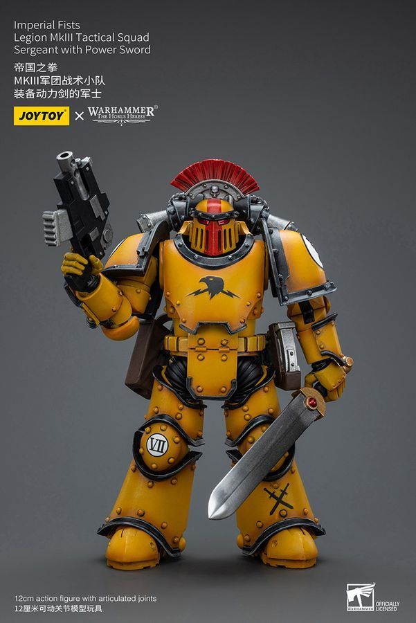 Фигурка из игры Warhammer 40k, Имперские Кулаки, Сержант с силовым мечом, JOYTOY, подвижная, 12 см (WHR 0078)