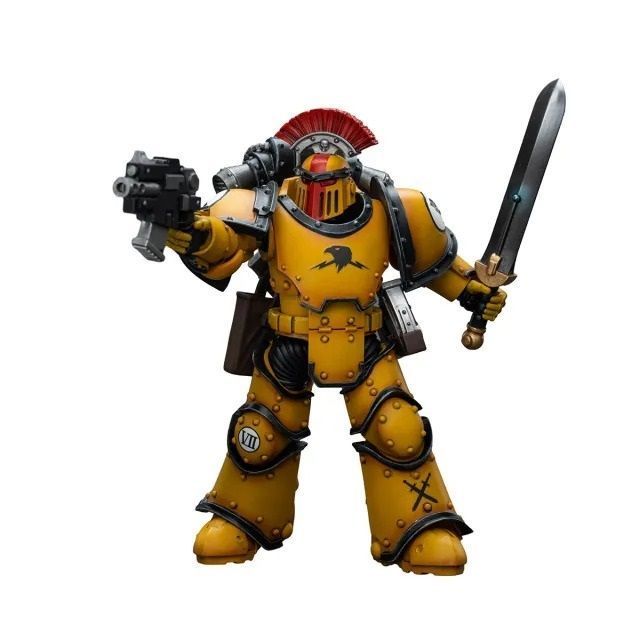 Фигурка из игры Warhammer 40k, Имперские Кулаки, Сержант с силовым мечом, JOYTOY, подвижная, 12 см (WHR 0078)