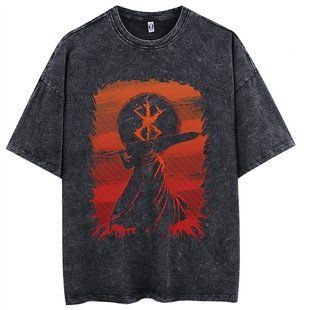 Футболка оверсайз с принтом из аниме Берсерк, универсальная, хлопок Washed Cotton, размер S (FBRK 0051G-S)