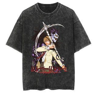 Футболка оверсайз с принтом из аниме Тетрадь Смерти, универсальная, хлопок Washed Cotton, размер S (FDNA 0034G-S)
