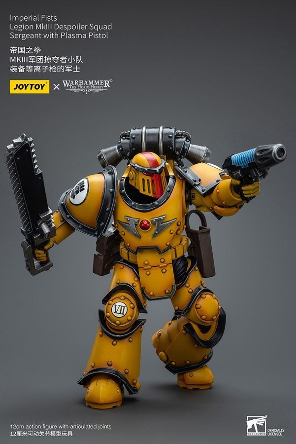 Фигурка из игры Warhammer 40k, Имперские Кулаки, Сержант с плазменным пистолетом, JOYTOY, подвижная, 12 см (WHR 0079)