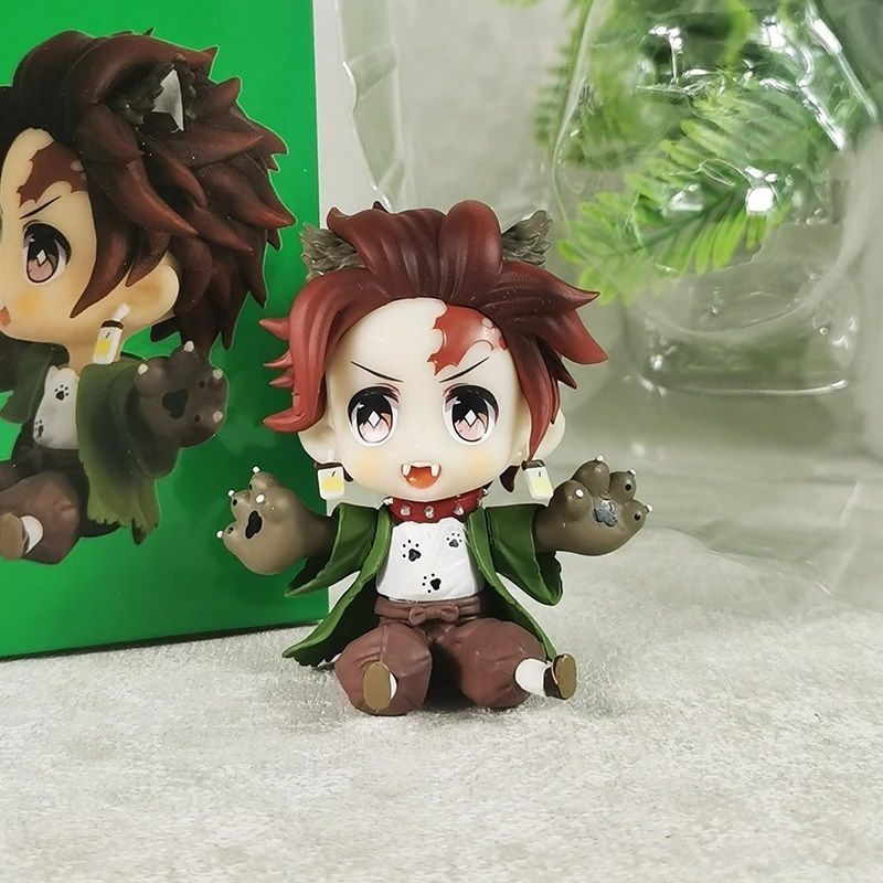 Аниме фигурка Клинок рассекающий демонов, Demon Slayer Tanjiro, Танджиро с кошачьими ушками, 7 см (BDD 0131)