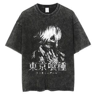 Футболка оверсайз с принтом из аниме Токийский Гуль, универсальная, хлопок Washed Cotton, размер XXXL (FTG 0021G-XXXL)