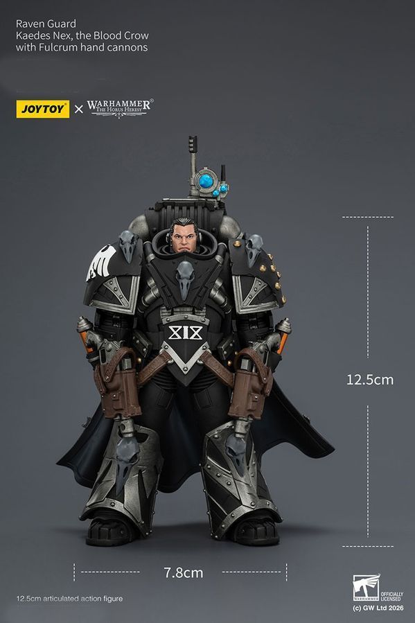 Фигурка Warhammer 40k, Кровавые Вороны гвардеец Каэдес Некс с ручными пушками &laquo;Опора&raquo;, JOYTOY, подвижная, 12,5 см (WHR 0237)