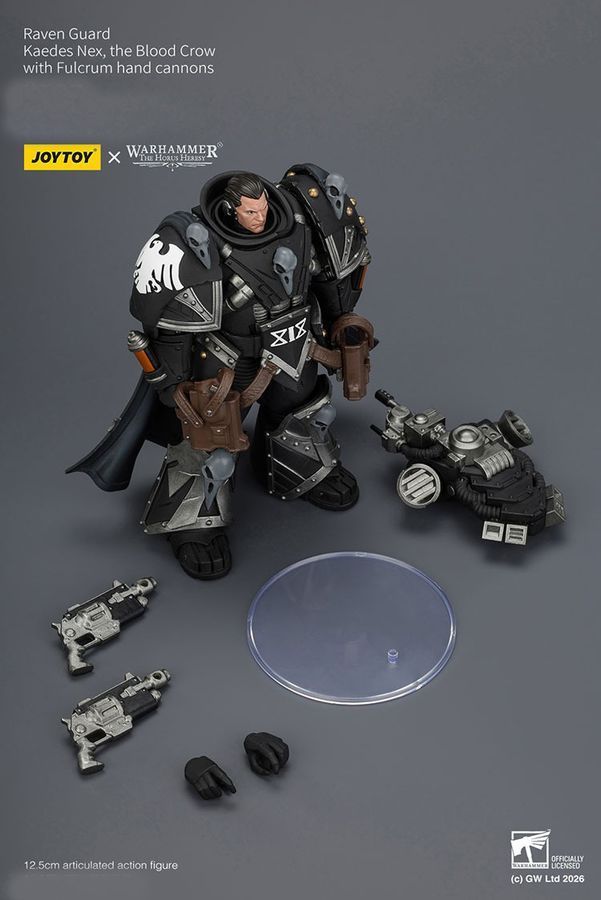 Фигурка Warhammer 40k, Кровавые Вороны гвардеец Каэдес Некс с ручными пушками &laquo;Опора&raquo;, JOYTOY, подвижная, 12,5 см (WHR 0237)