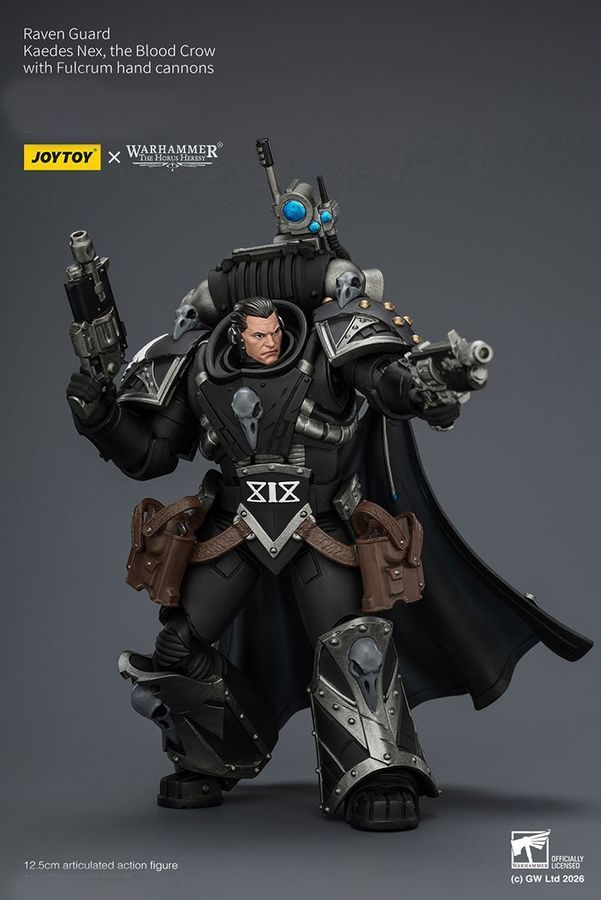 Фигурка Warhammer 40k, Кровавые Вороны гвардеец Каэдес Некс с ручными пушками &laquo;Опора&raquo;, JOYTOY, подвижная, 12,5 см (WHR 0237)