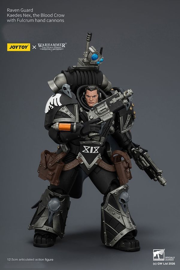 Фигурка Warhammer 40k, Кровавые Вороны гвардеец Каэдес Некс с ручными пушками &laquo;Опора&raquo;, JOYTOY, подвижная, 12,5 см (WHR 0237)