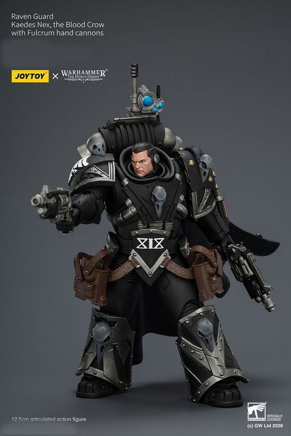 Фигурка Warhammer 40k, Кровавые Вороны гвардеец Каэдес Некс с ручными пушками &laquo;Опора&raquo;, JOYTOY, подвижная, 12,5 см (WHR 0237)