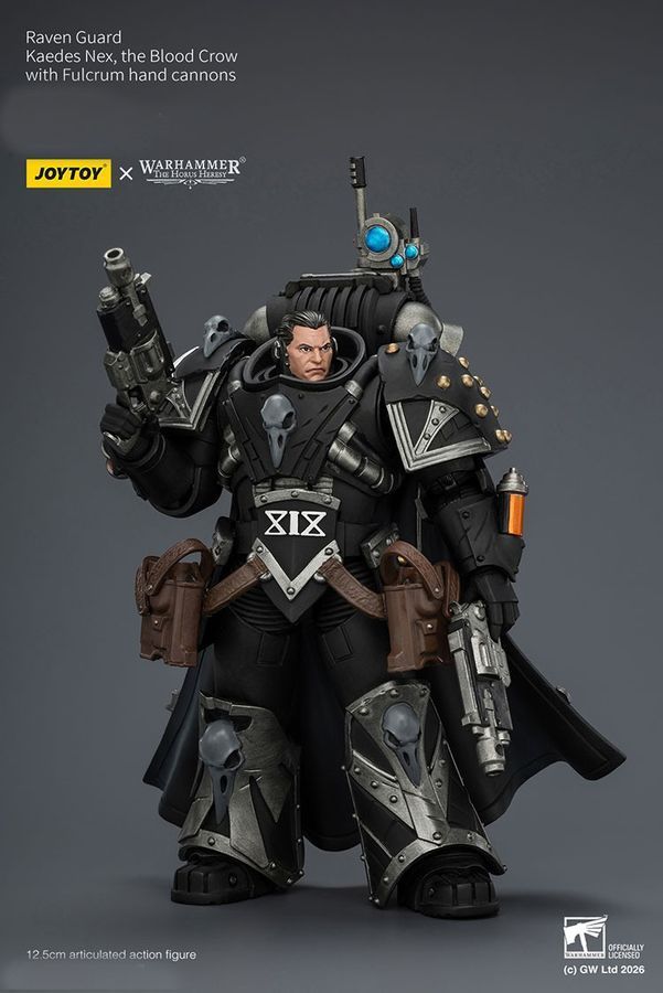Фигурка Warhammer 40k, Кровавые Вороны гвардеец Каэдес Некс с ручными пушками &laquo;Опора&raquo;, JOYTOY, подвижная, 12,5 см (WHR 0237)