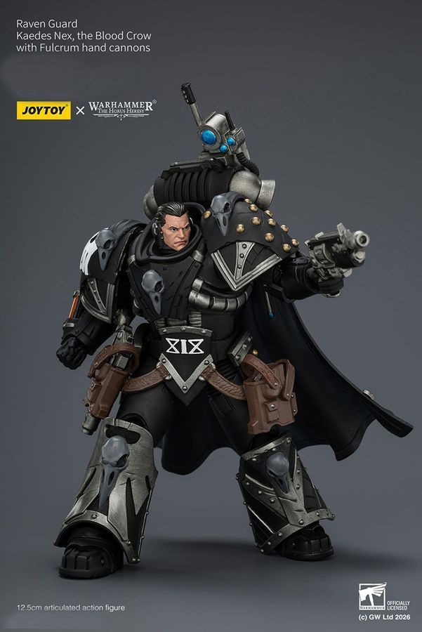 Фигурка Warhammer 40k, Кровавые Вороны гвардеец Каэдес Некс с ручными пушками &laquo;Опора&raquo;, JOYTOY, подвижная, 12,5 см (WHR 0237)