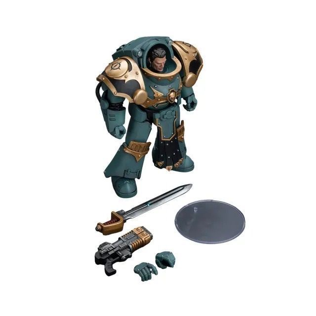 Фигурка из игры Warhammer 40k, Сыны Хоруса Сержант с волкитовым зарядным устройством и силовым мечом, JOYTOY, подвижная, 14,2 см (WHR 0081)