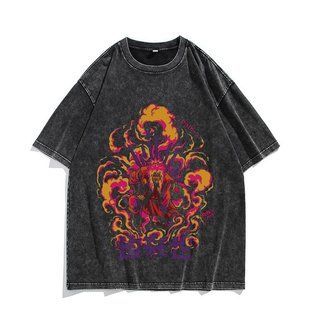 Футболка оверсайз с принтом из аниме Наруто, универсальная, хлопок Washed Cotton, размер S (FNAR 0055G-S)