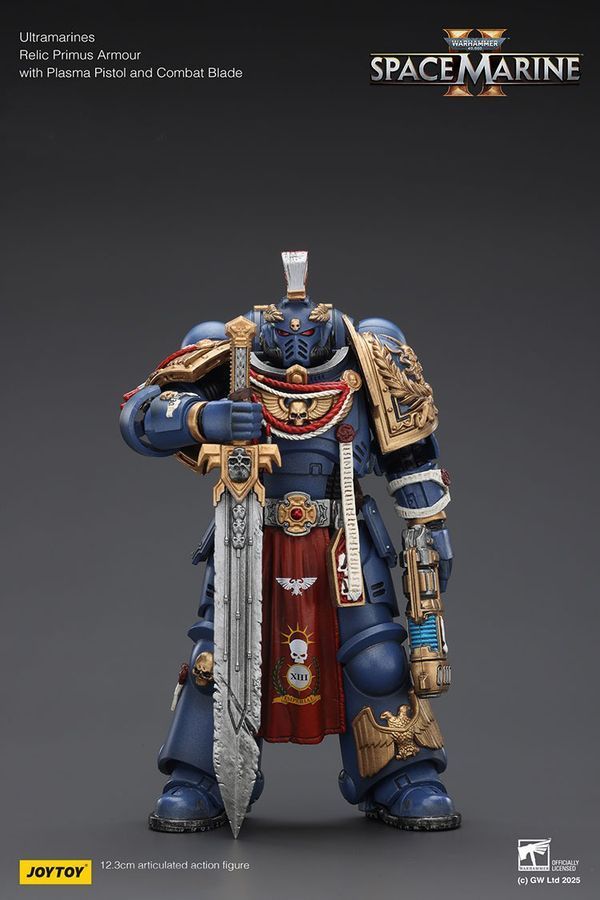 Фигурка из игры Warhammer 40k, Ультрамарин в Тяжелой реликвийной броне Примус с силовым мечем, JOYTOY, подвижная, 12,3 см (WHR 0169)