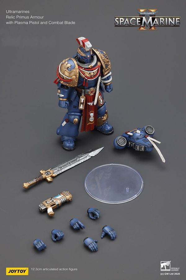 Фигурка из игры Warhammer 40k, Ультрамарин в Тяжелой реликвийной броне Примус с силовым мечем, JOYTOY, подвижная, 12,3 см (WHR 0169)