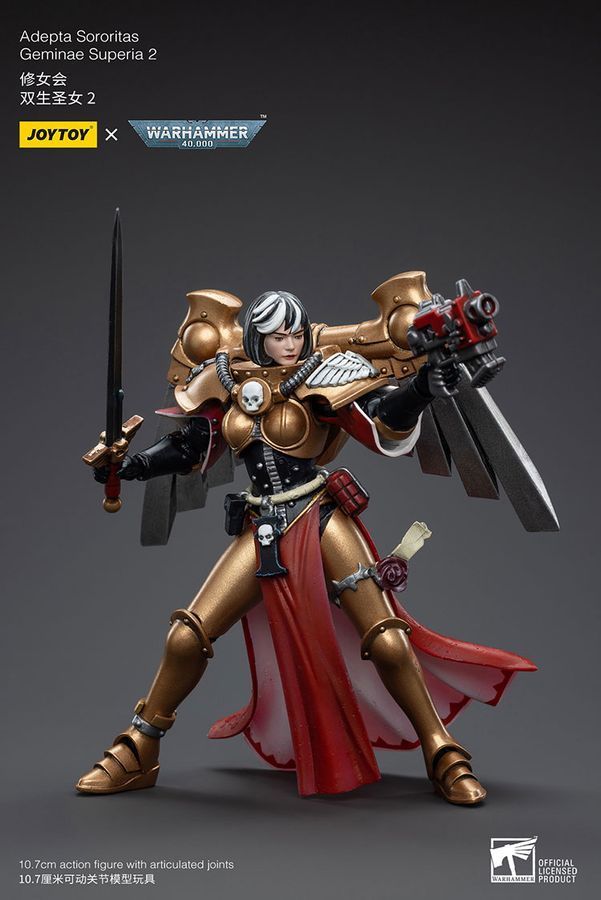 Фигурка из игры Warhammer 40k, Адепта Сороритас, Близнецы Суперия, JOYTOY, подвижная, 10,7 см (WHR 0043)