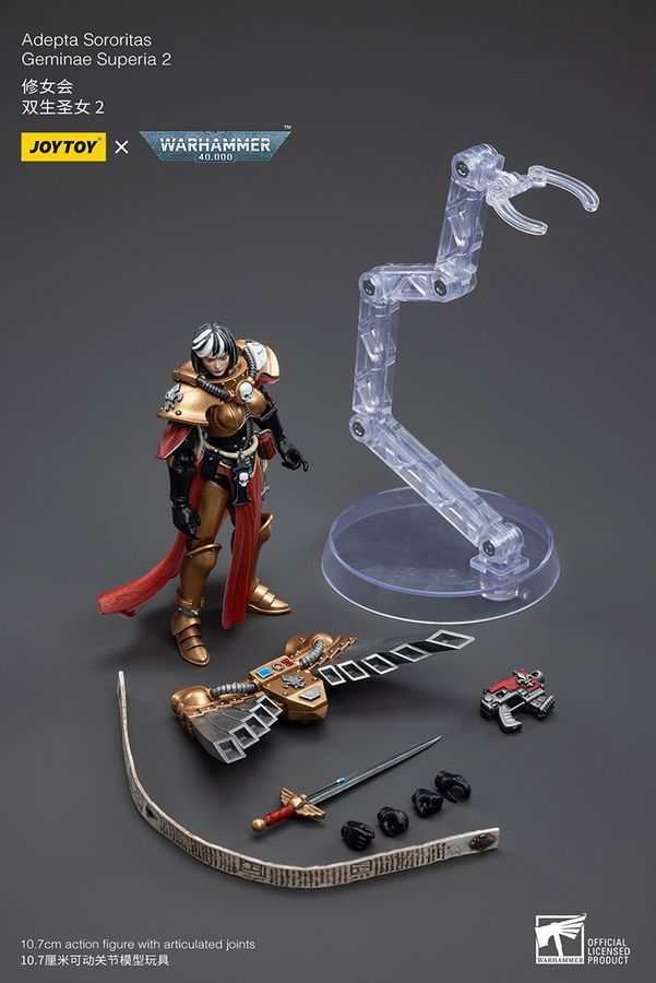 Фигурка из игры Warhammer 40k, Адепта Сороритас, Близнецы Суперия, JOYTOY, подвижная, 10,7 см (WHR 0043)