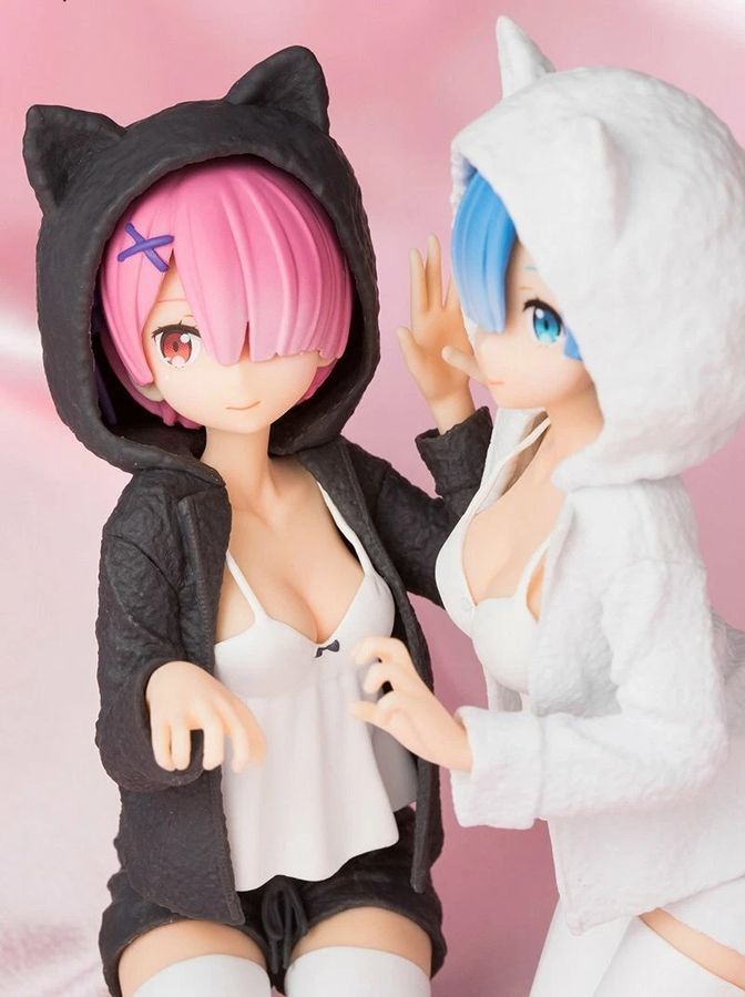 Аниме фигурки Re:Zero Жизнь с нуля Rem and Ram Рэм и Рам, 12 см ( NEKO 0002)