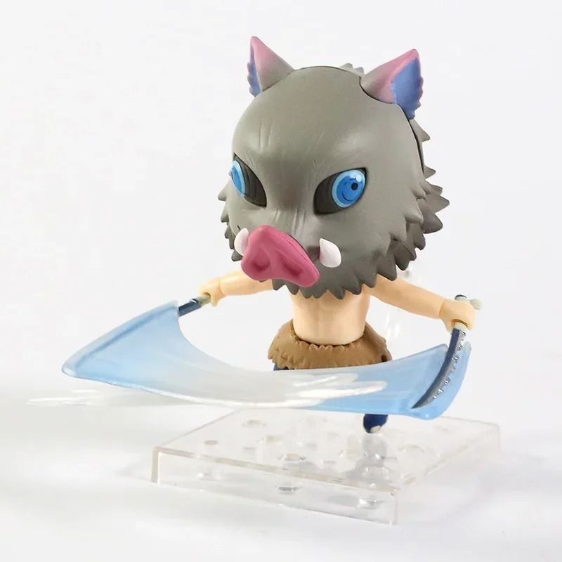 Аниме фигурка нендороид Клинок рассекающий демонов Demon Slayer Hashibira Inosuke, Иноске, подвижная, 10 см (BDD 0123)