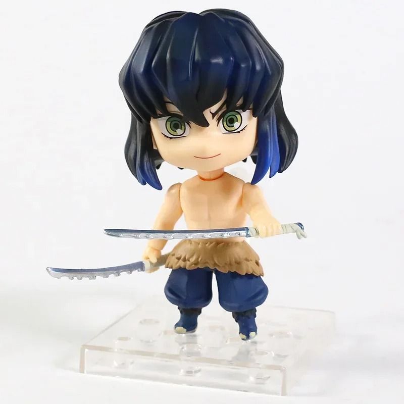 Аниме фигурка нендороид Клинок рассекающий демонов Demon Slayer Hashibira Inosuke, Иноске, подвижная, 10 см (BDD 0123)