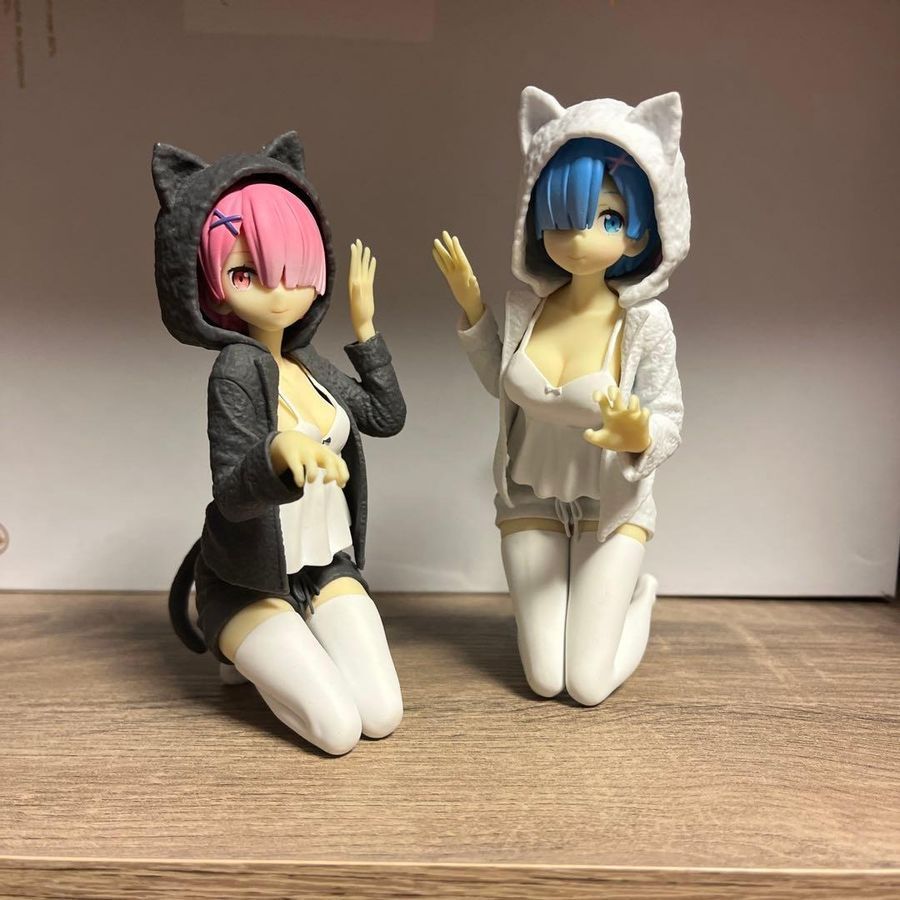 Аниме фигурки Re:Zero Жизнь с нуля Rem and Ram Рэм и Рам, 12 см ( NEKO 0002)