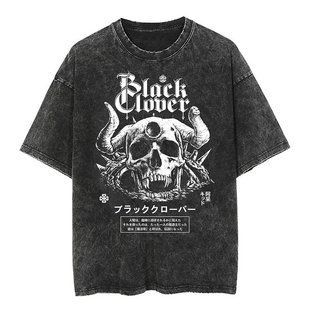 Футболка оверсайз с принтом из аниме Черный Клевер, универсальная, хлопок Washed Cotton, размер XXXL (FNBLC 0026G-XXXL)