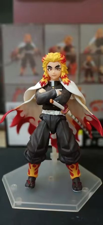 Рухлива аніме фігурка Demon Slayer Клинок розсікаючий демонів Rengoku Kyoujurou Ренгоку Кёдзюро, 14 см (BDD 0136)