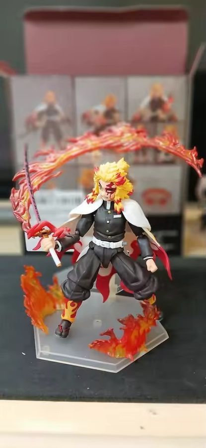 Рухлива аніме фігурка Demon Slayer Клинок розсікаючий демонів Rengoku Kyoujurou Ренгоку Кёдзюро, 14 см (BDD 0136)