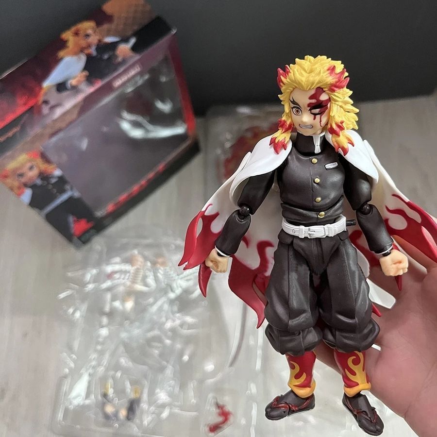 Рухлива аніме фігурка Demon Slayer Клинок розсікаючий демонів Rengoku Kyoujurou Ренгоку Кёдзюро, 14 см (BDD 0136)