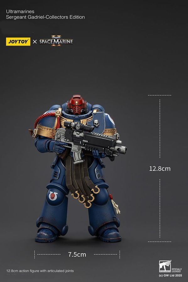 Фигурка из игры Warhammer 40k, Сержант Ультрамаринов Гадриэль &mdash; Коллекционное издание, JOYTOY, подвижная, с подсветкой, 12,8 см (WHR 0171)