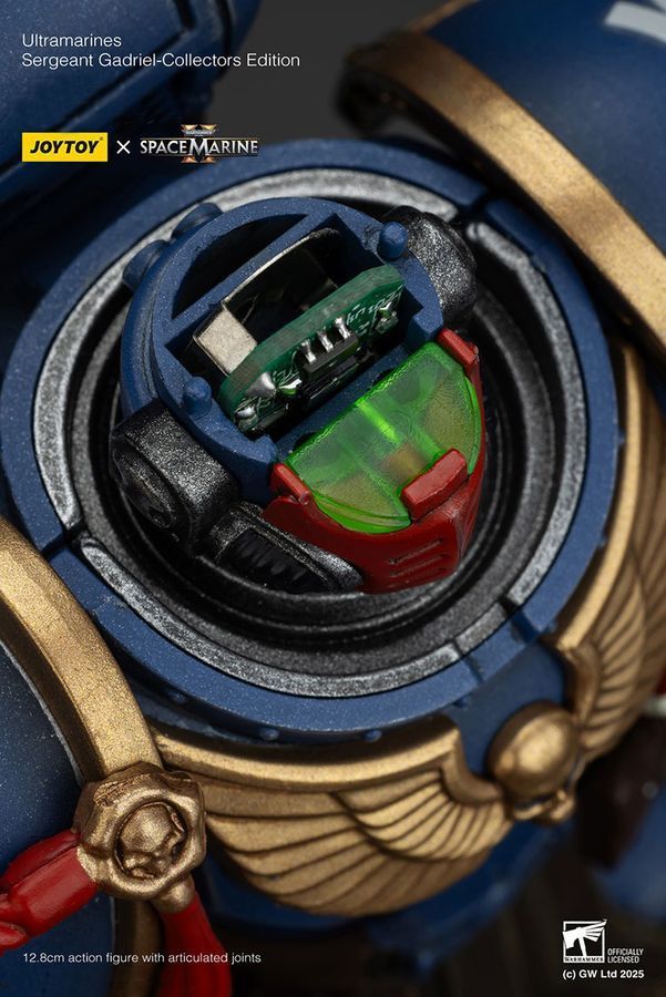 Фигурка из игры Warhammer 40k, Сержант Ультрамаринов Гадриэль &mdash; Коллекционное издание, JOYTOY, подвижная, с подсветкой, 12,8 см (WHR 0171)