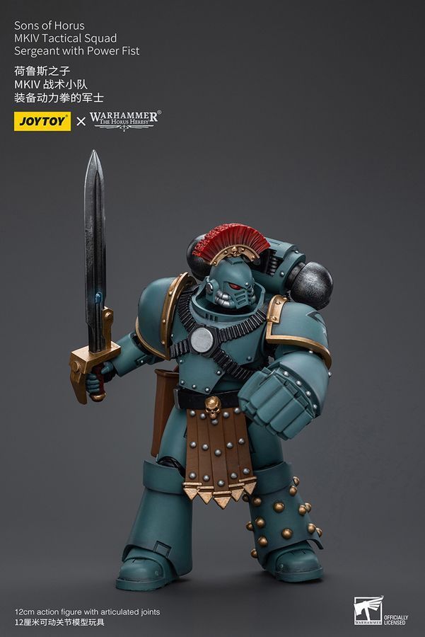 Фігурка з гри Warhammer 40k, Сини Хоруса Сержант із Силовим Кулаком, JOYTOY, рухома, 12 см (WHR 0085)