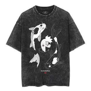 Футболка оверсайз с принтом из аниме Наруто, универсальная, хлопок Washed Cotton, размер XXXL (FNAR 0013G-XXXL)