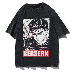 Футболка оверсайз с принтом из аниме Берсерк, универсальная, хлопок Washed Cotton, размер XXXL (FBRK 0043G-XXXL)