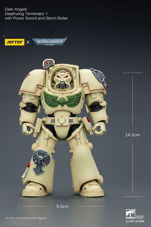Фигурка из игры Warhammer 40k, Терминатор Темных Ангелов с силовым мечем, JOYTOY, подвижная, 14,3 см (WHR 0191)
